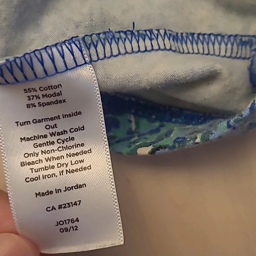 EUC Talbots Blue Patterned Boat Neck Cotton/Modal Blend Top - Picture 9 of 11